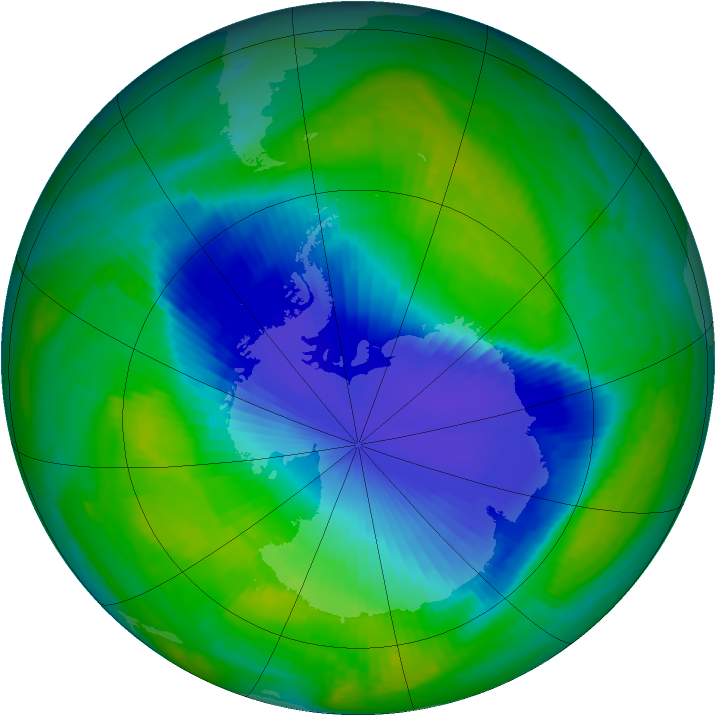Antarctic ozone map for 02 December 1998